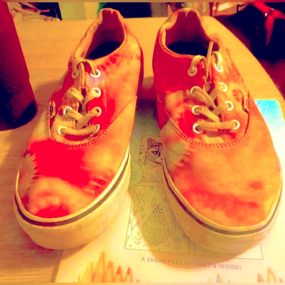 Colorful Tie-Dye Vans Size  8.5 in Great Condition